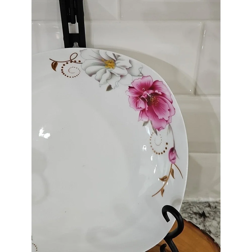 Vintage Japanese White And Pink Floral Serving Or Soup Bowls SET OF 4